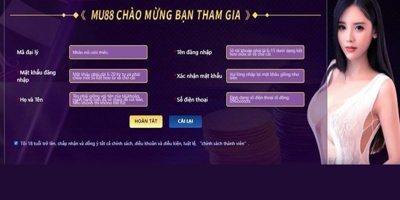 Đăng ký MU88 thành công trong chớp mắt